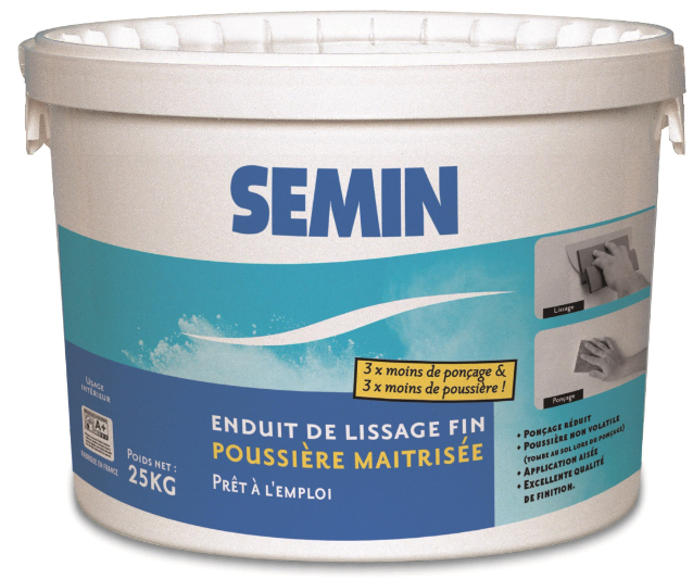 Enduit de lissage poussière maîtrisée SEMIN, 25 kg