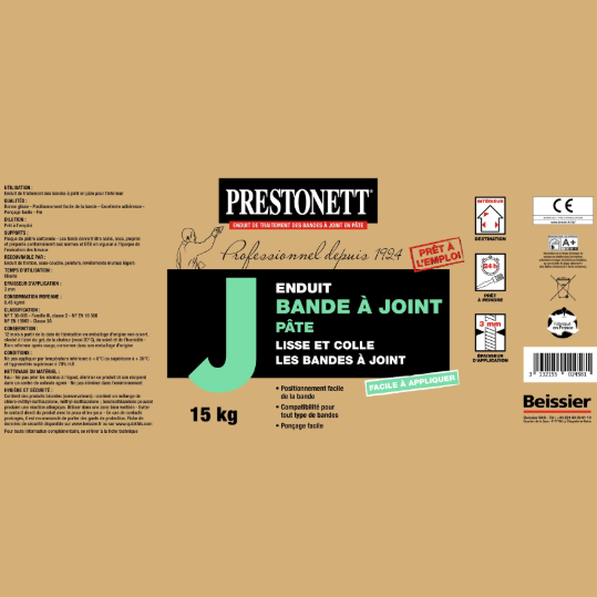 Enduit pour bande à joint en pâte J PRESTONETT blanc 15 kg