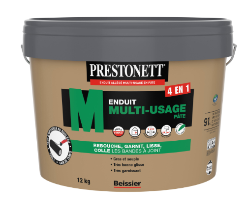 Enduit multifonction en pâte 4 en 1 PRESTONETT blanc 12 kg