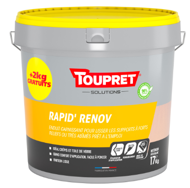 Enduit en pâte Garnissant rapid'renov TOUPRET 15 kg + 2kg gratuit