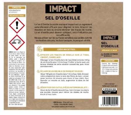 Sel d'oseille IMPACT Dégrisant et nettoyant rouille, 400g