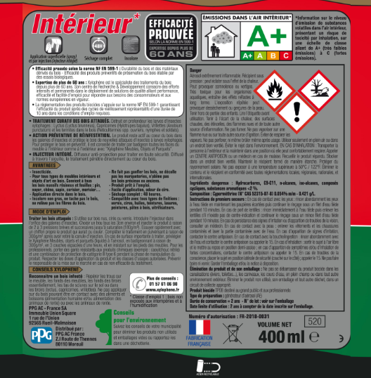 Traitement du bois meuble, parquet et boiserie XYLOPHENE 0.4 l