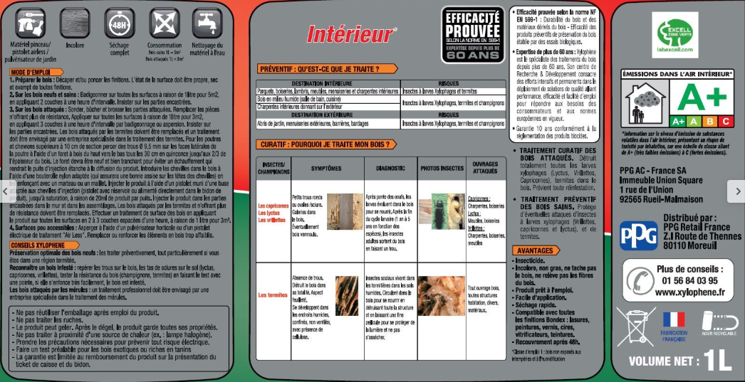 Traitement du bois poutre et charpente XYLOPHENE 1 l