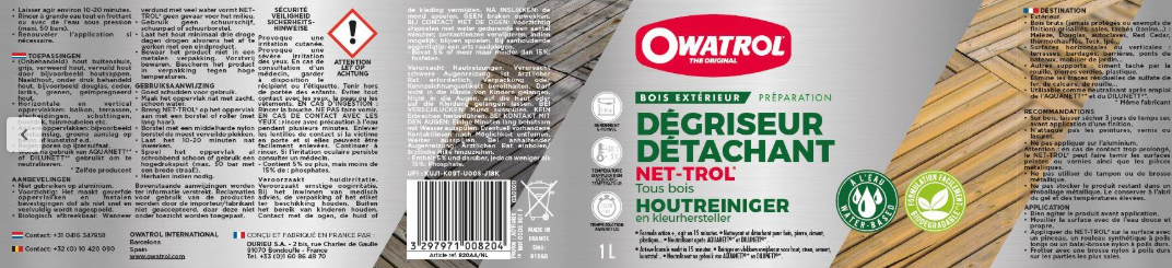 Dégriseur OWATROL Pour bois net trol 1 l, incolore