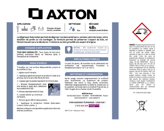 Dégriseur AXTON Bois 2.5 l, incolore