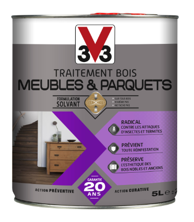 Traitement du bois meuble, parquet et boiserie V33 5 l