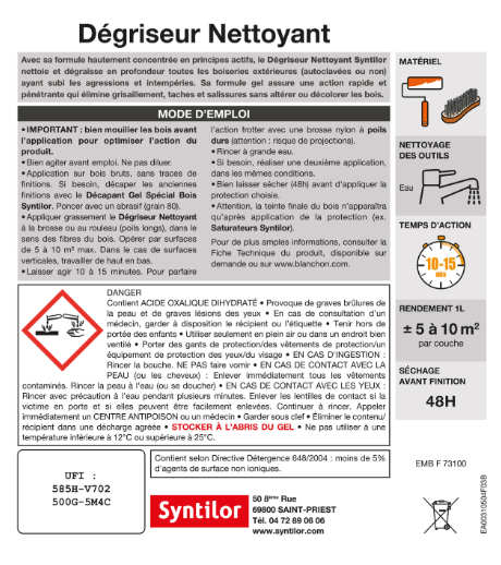 Dégriseur SYNTILOR Nettoyant 5 l, incolore