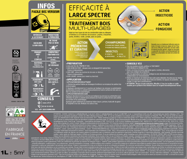 Traitement du bois multiusage V33 20 l