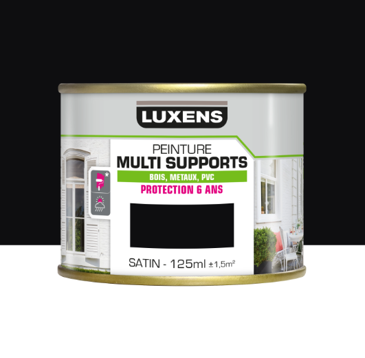 Peinture extérieure bois, fer, plastique LUXENS noir satiné 125ml