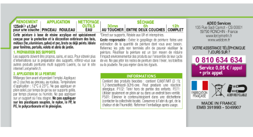 Peinture extérieure bois, fer, plastique LUXENS ivoire clair satiné 125ml