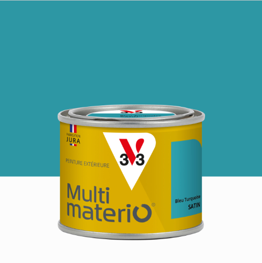 Peinture extérieure bois, fer, plastique V33 bleu turquoise satiné 125ml