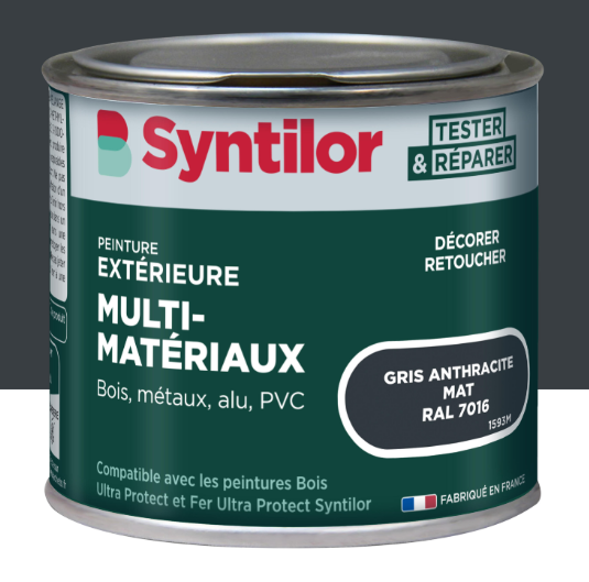 Peinture extérieure bois, aluminium, pvc . SYNTILOR gris anthracite mat 125ml