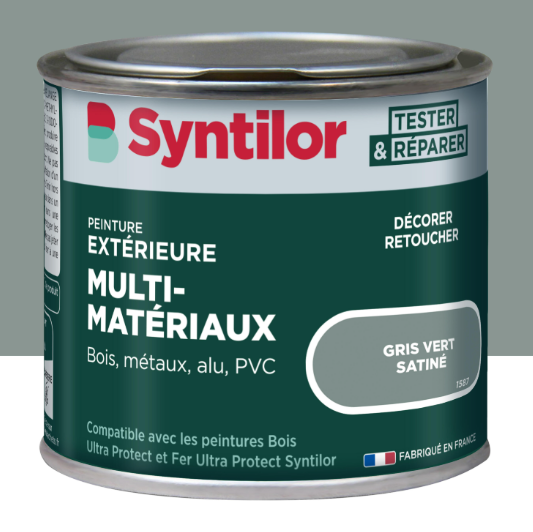 Peinture extérieure bois, aluminium, pvc . SYNTILOR gris vert satiné 125ml