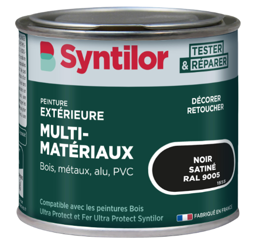 Peinture extérieure bois, aluminium, pvc . SYNTILOR noir satiné 125ml