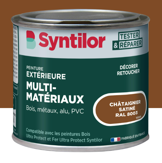 Peinture extérieure bois, aluminium, pvc . SYNTILOR châtaignier satiné 125ml