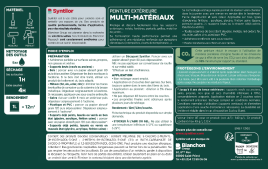 Peinture extérieure bois, aluminium, pvc . SYNTILOR châtaignier satiné 125ml