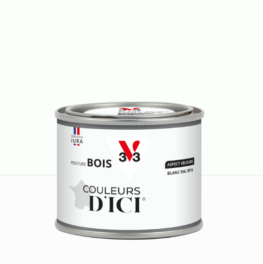 Peinture extérieure bois Couleurs d'ici ® V33 blanc RAL 9016 velours 125ml