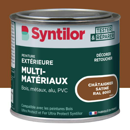 Peinture extérieure bois, aluminium, pvc . SYNTILOR châtaignier satiné 125ml