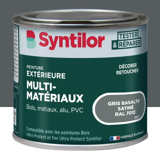 Peinture extérieure bois, aluminium, pvc . SYNTILOR gris basalte satiné 125ml
