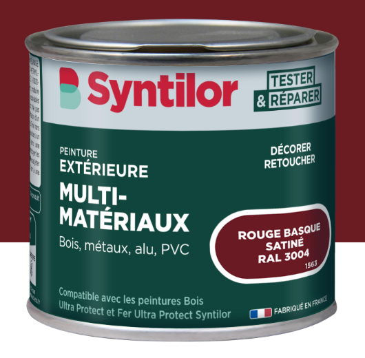 Peinture extérieure bois, aluminium, pvc . SYNTILOR rouge basque satiné 125ml