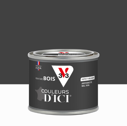 Peinture extérieure bois Couleurs d'ici ® V33 anthracite RAL 7016 velours 125ml