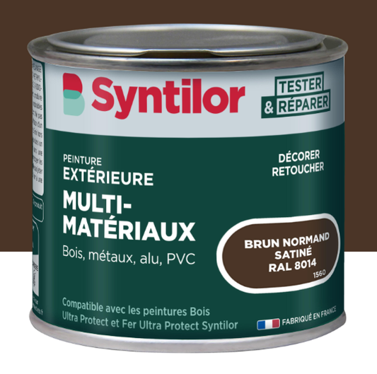 Peinture extérieure bois, aluminium, pvc . SYNTILOR brun normand satiné 125ml