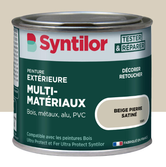 Peinture extérieure bois, aluminium, pvc . SYNTILOR beige pierre satiné 125ml