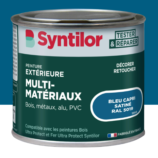 Peinture extérieure bois, aluminium, pvc . SYNTILOR bleu capri satiné 125ml