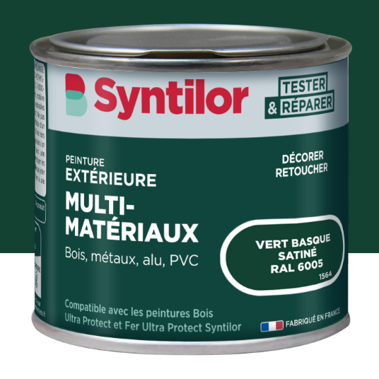 Peinture extérieure bois, aluminium, pvc . SYNTILOR vert basque satiné 125ml