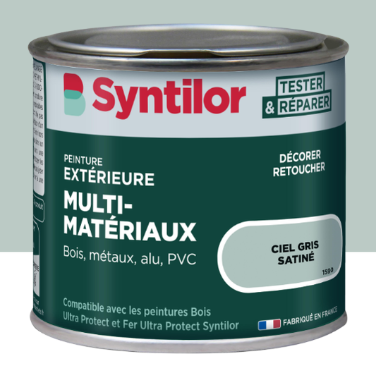 Peinture extérieure bois, aluminium, pvc . SYNTILOR ciel gris satiné 125ml