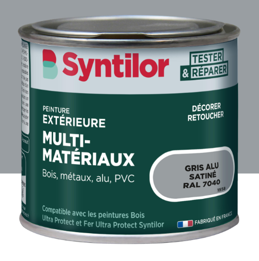 Peinture extérieure bois, aluminium, pvc . SYNTILOR gris alu satiné 125ml