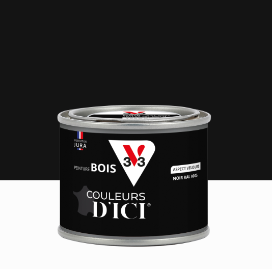 Peinture extérieure bois Couleurs d'ici ® V33 noir RAL 9005 velours 125ml