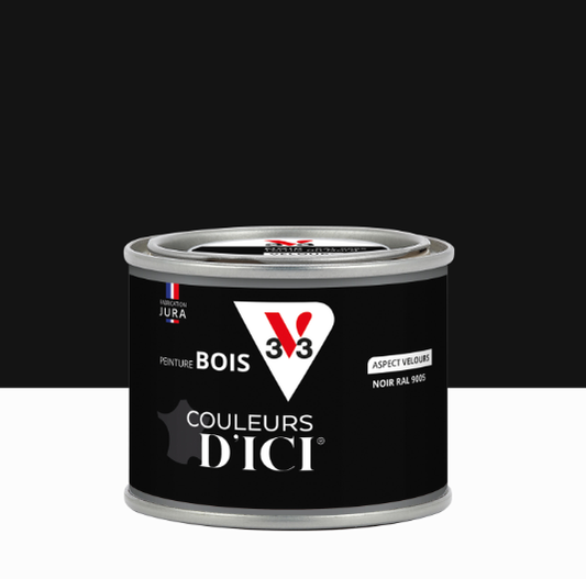 Peinture extérieure bois Couleurs d'ici ® V33 noir RAL 9005 velours 125ml