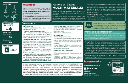 Peinture extérieure bois, aluminium, pvc . SYNTILOR gris clair satiné 125ml