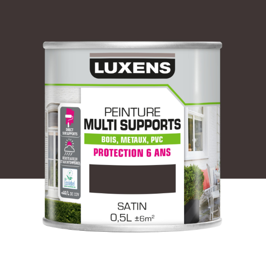 Peinture extérieure bois, acier, inox LUXENS brun gris satiné 0.5l