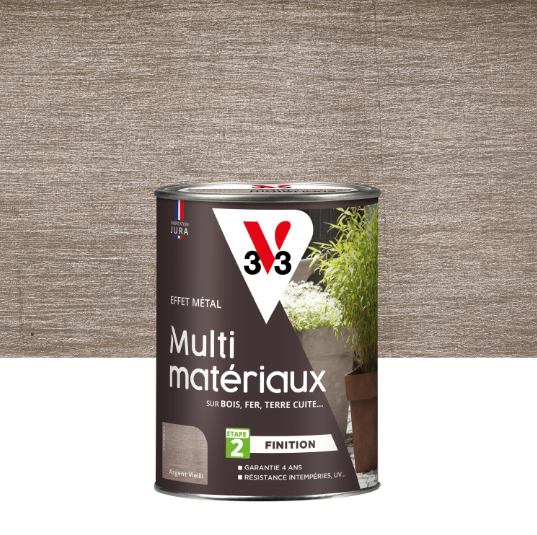 Peinture extérieure multi matériaux Effet métal étape 2 V33 argent vieilli 0.25l