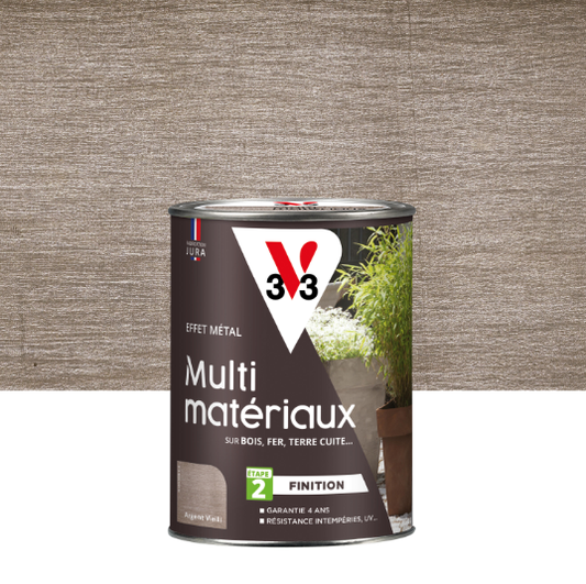 Peinture extérieure multi matériaux Effet métal étape 2 V33 argent vieilli 0.25l
