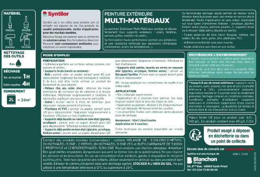 Peinture extérieure bois, fer, plastique SYNTILOR brun normand satiné 0.5l