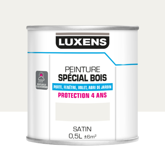 Peinture extérieure bois, Protection 4 ans LUXENS blanc satiné 0.5l