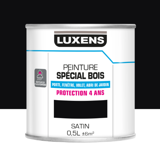 Peinture extérieure bois, Protection 4 ans LUXENS noir satiné 0.5l