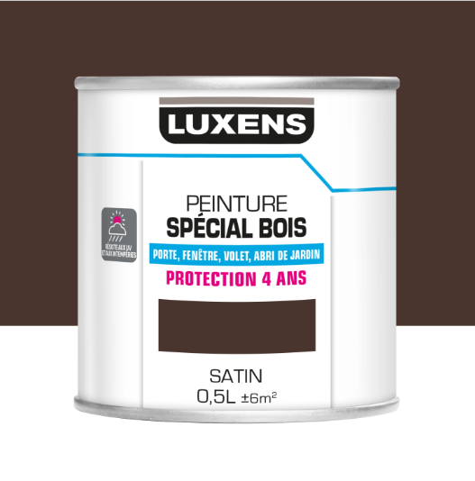 Peinture extérieure bois, Protection 4 ans LUXENS marron satiné 0.5l