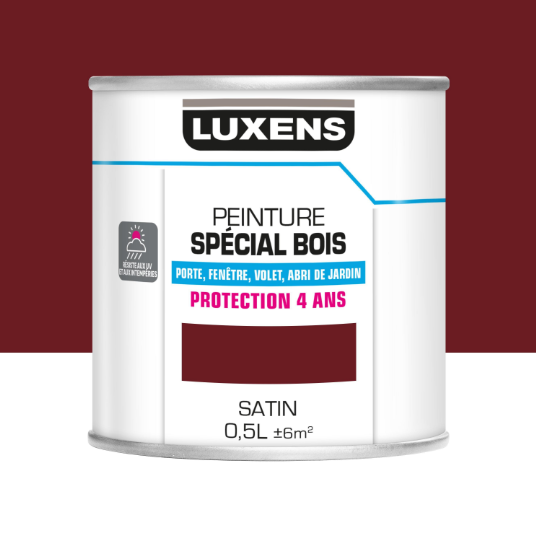 Peinture extérieure bois, Protection 4 ans LUXENS rouge basque satiné 0.5l