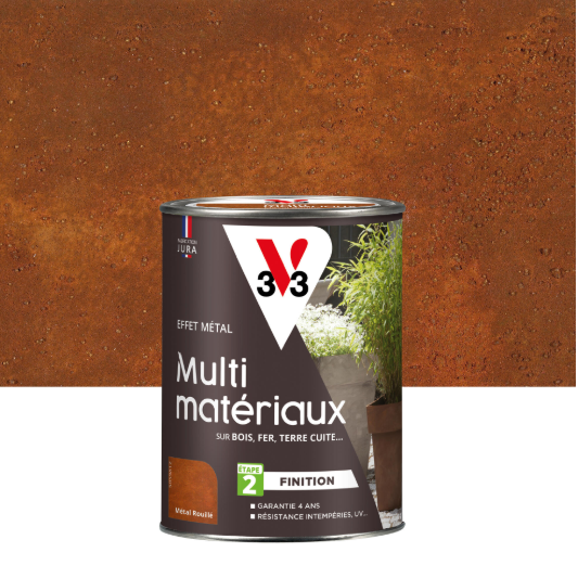 Peinture extérieure multi matériaux Effet métal étape 2 V33 métal rouillé 0.25l