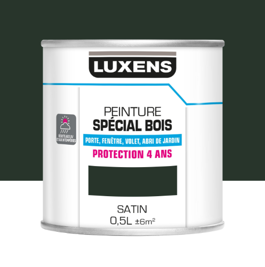 Peinture extérieure bois, Protection 4 ans LUXENS vert sapin satiné 0.5l