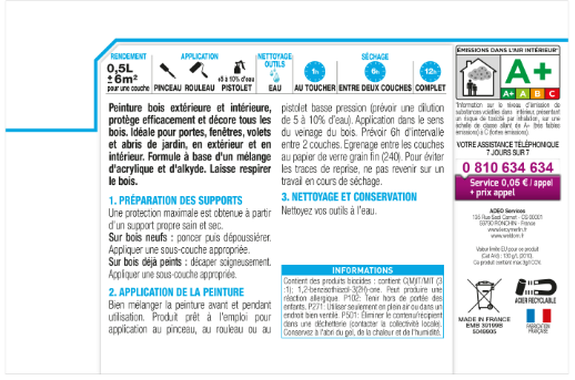 Peinture extérieure bois, Protection 4 ans LUXENS vert sapin satiné 0.5l