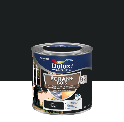 Peinture extérieure bois Ecran + DULUX VALENTINE noir satiné 0.25l