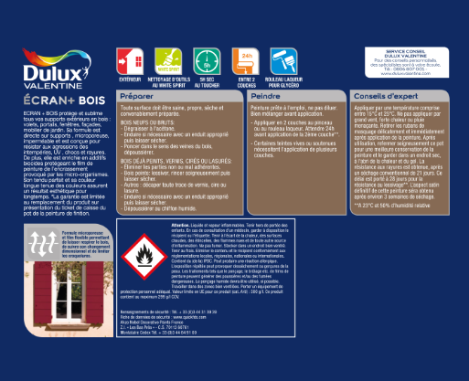 Peinture extérieure bois Ecran + DULUX VALENTINE noir satiné 0.25l