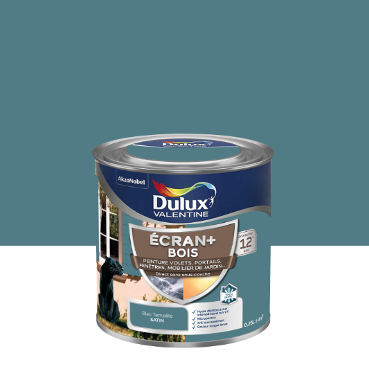 Peinture extérieure bois Ecran + DULUX VALENTINE bleu tempête satiné 0.25l