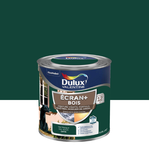 Peinture extérieure bois Ecran + DULUX VALENTINE vert basque satiné 0.25l