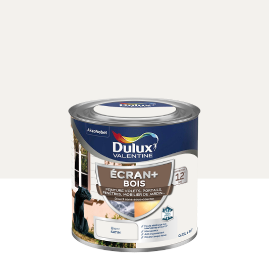 Peinture extérieure bois Ecran + DULUX VALENTINE blanc satiné 0.25l